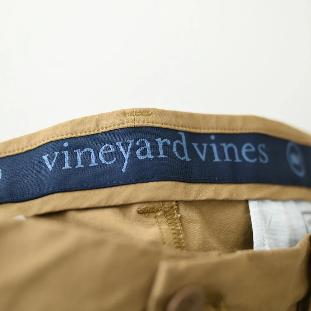 Vineyard Vines On The Go Pant Mens 36x32 Tan Performance Chino Golf Preppy